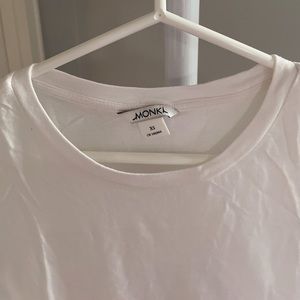 Monki White Short Sleeve Plain Basic Simple Casual Tee T-Shirt